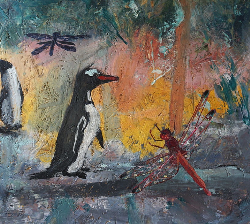 Meeting of Worlds II. Encaustic by @dorastorkart 
pixels.com/featured/meeti…

#penguin  #Dragonflight  #ClimateCrisis  #SURREALISM  #waxpainting #encaustic #Contemporary #painting #colorful #homedecor #gifts #unique #AYearForArt #BuyIntoArt #MakingArtWork
