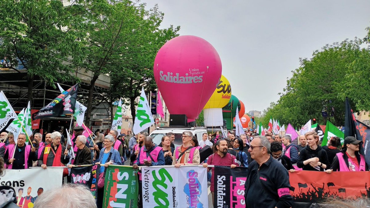 Pour la justice sociale et fiscale Pour nos salaires Pour la paix #COALLIA #1erMai2024 #1erMai @UnionSolidaires @SolidairesParis @SudSanteSociaux