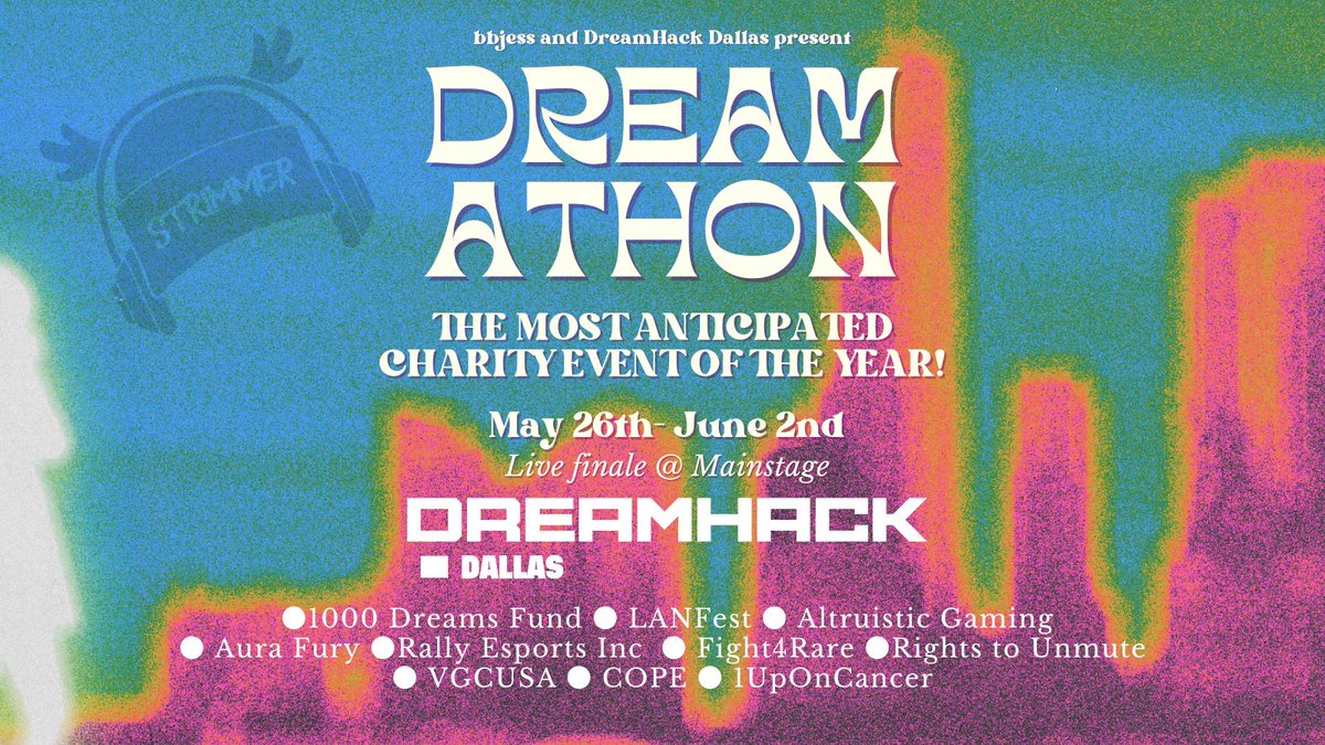 🚨Don't miss the year's most anticipated charity streaming event!🚨 Join streamers worldwide for the first ever DREAMATHON May 26-June 2 (ending 5:30PM CDT) Stream from anywhere, as much as you want, during the event week to support 10 amazing charities! Registration Link:…
