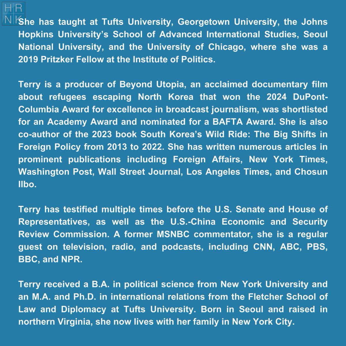 HRNK (@committeehrnk) on Twitter photo Exciting news!
Dr. Sung-Yoon Lee and Dr. Sue Mi Terry have joined the HRNK Board of Directors. We're eager to see their impact on our mission. Welcome aboard! 🎉
#NortKorea #HRNK #HumanRights <a href="/SungYoonLee1/">Sung-Yoon Lee</a> <a href="/SueMiTerry/">Sue Mi Terry</a> <a href="/GregScarlatoiu/">Greg Scarlatoiu</a> Exciting news!
Dr. Sung-Yoon Lee and Dr. Sue Mi Terry have joined the HRNK Board of Directors. We're eager to see their impact on our mission. Welcome aboard! 🎉
#NortKorea #HRNK #HumanRights <a href="/SungYoonLee1/">Sung-Yoon Lee</a> <a href="/SueMiTerry/">Sue Mi Terry</a> <a href="/GregScarlatoiu/">Greg Scarlatoiu</a>