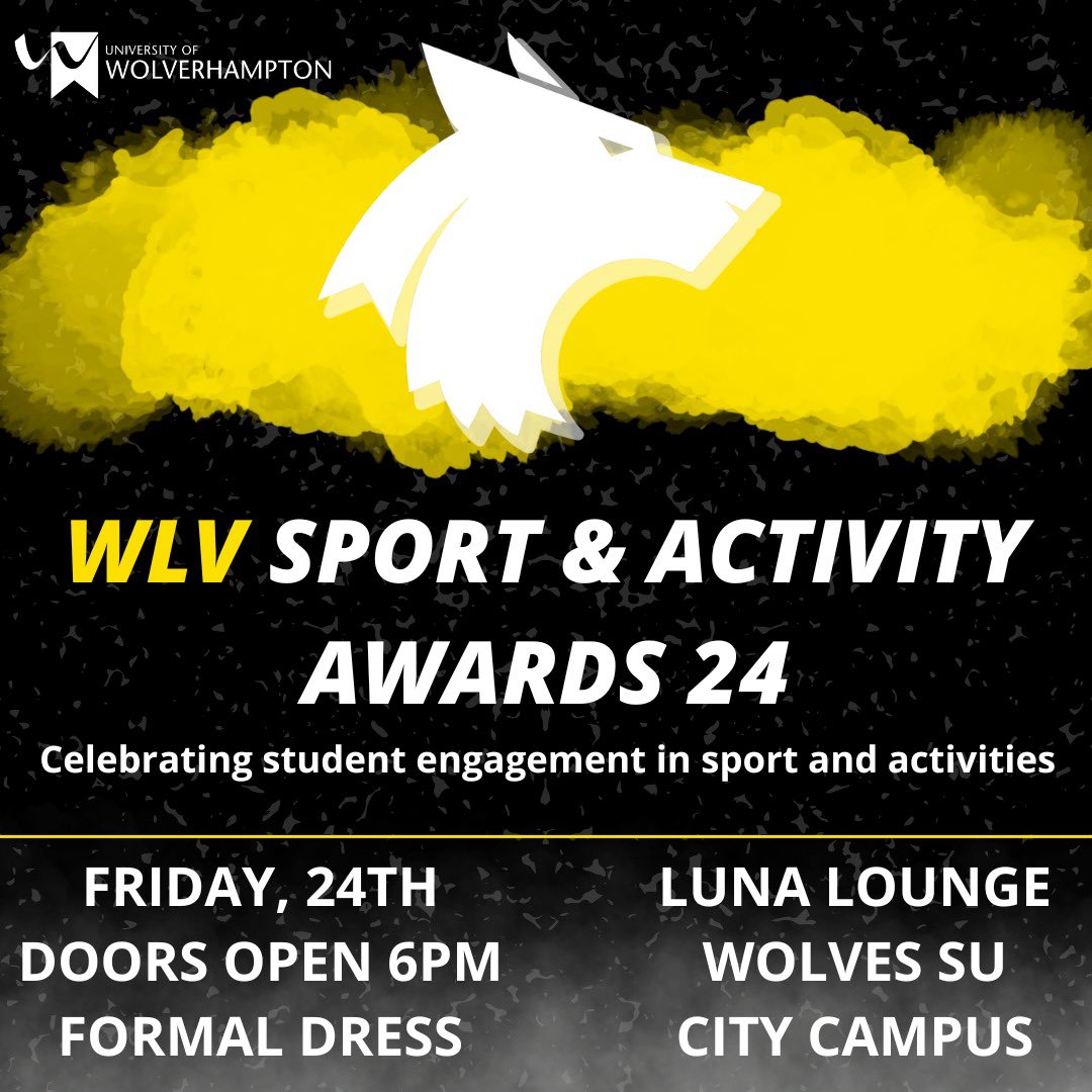 We’re super excited to announce the return of our WLV Sport & Activity Awards 24 We can’t wait to recognise & celebrate the success of our students in their sporting endeavours this academic year! #wlvuni #wlvsport #studentsuccess #studentsunion #wolvessu