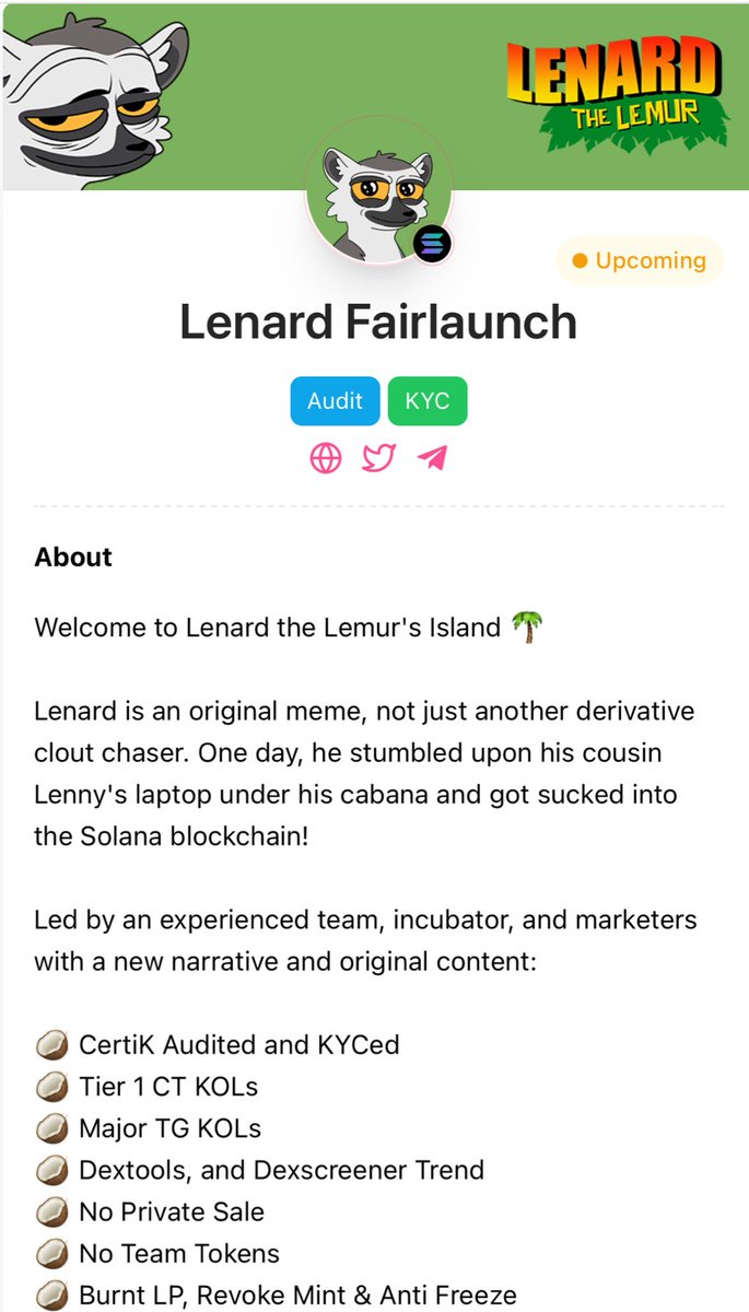 The market's really taking a hit, but that’s not stopping us from hunting for potential meme. Rn, I'm keeping tabs on a Solana meme play, $LENARD which is about to start its presale in an hour. @lenardonsol have good narrative, complete with a Certik audit & a KYC badge so let’s…