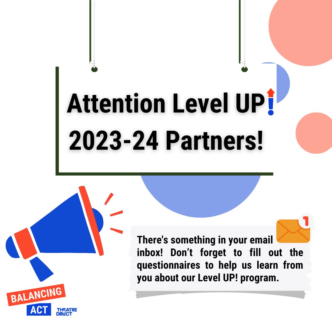 Hey Level UP! 2023-24 Partners! ✨

Please fill out the Level UP! Strategy Partner Questionnaire sent to your inboxes.

Thank you for all your work as part of our third cohort of the Level UP! Program 🎉

#BalancingAct #LevelUP