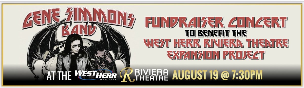 Gene Simmons Band - The only show in America. Fundraising for the Riviera Theatre…Tickets: Gene Simmons Band - Riviera Theatre.