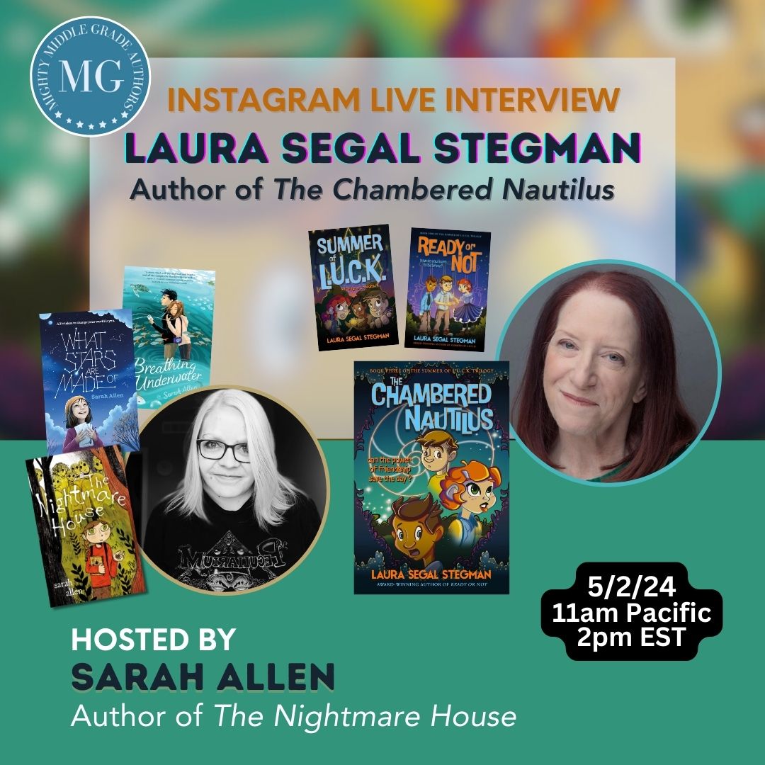 Join us on 5/2 as @SarahAllenBooks interviews fellow @MightyMGAuthors @LauraStegman (moi!) about The Chambered Nautilus, new #middlegrade #kidlit 11am PT/2pm ET, Instagram Live: @mightymiddlegradeauthors #writingcommunity #librarians #TeacherTwitter #writerscommunity #educators