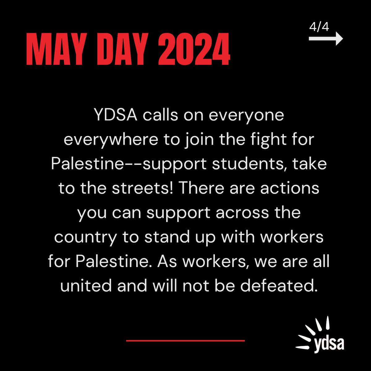 MAY DAY 2024 Statement from YDSA: workers must take action for Palestine!