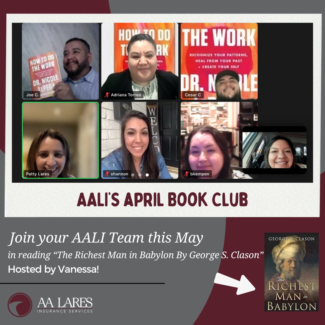 Thank you so much Joe for hosting our April Book Club last Thursday. 

#AALI #LaresInsurance #ReferralRewards #MakingAnImpact #LaresGoesLocal #ServingCustomersForLife #Auto #HealthInsurance #InsuranceAgent #Bookworms #BookClub #CultivatingConnection