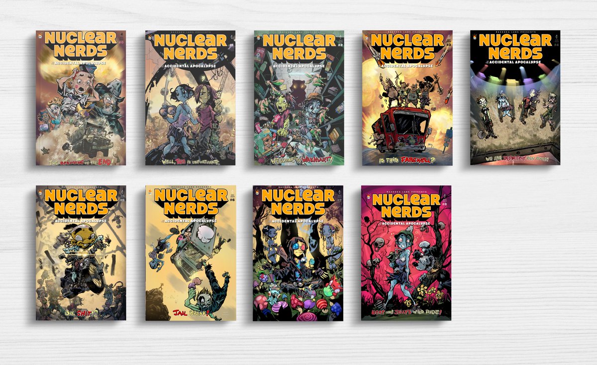 Two years and five months later... The floor on @nuclearnerds may be virtually zero, but the lore must go on. 9 community co-authored comics done with 4 more to go. Insanely beautiful cover art from the incomparable @AdamArcherArt It's never too late for you to join in...