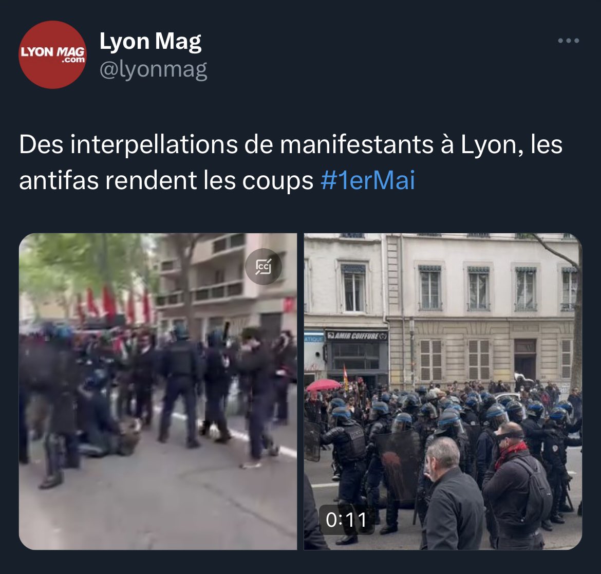 🔴 Bilan du 1er mai à #Lyon, l’extrême-gauche casse, @lyonmag cautionne. 

Qui rend les coups à qui ? 

#soutienFDO