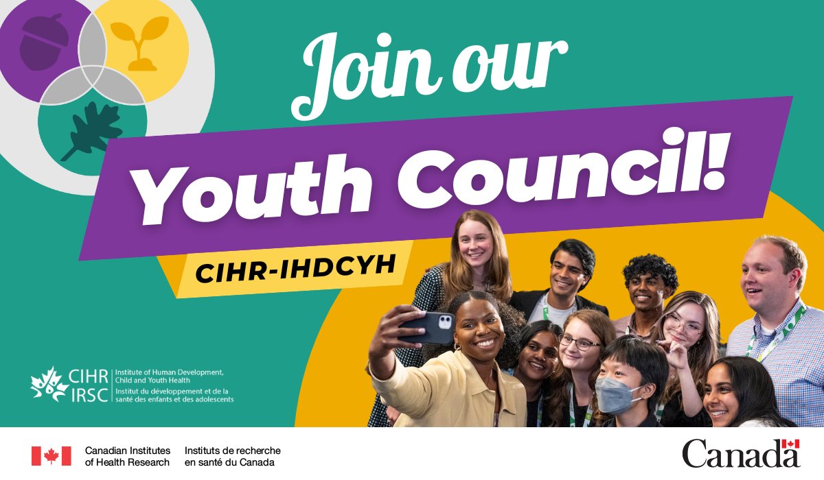 We are looking for young Canadians between 12-25 to join our Youth Advisory Council! Share your voice with Scientific Director @DrCChambers to help advise the CIHR Institute of Human Development, Child and Youth Health. Apply by May 21: cihr-irsc.gc.ca/e/51876.html