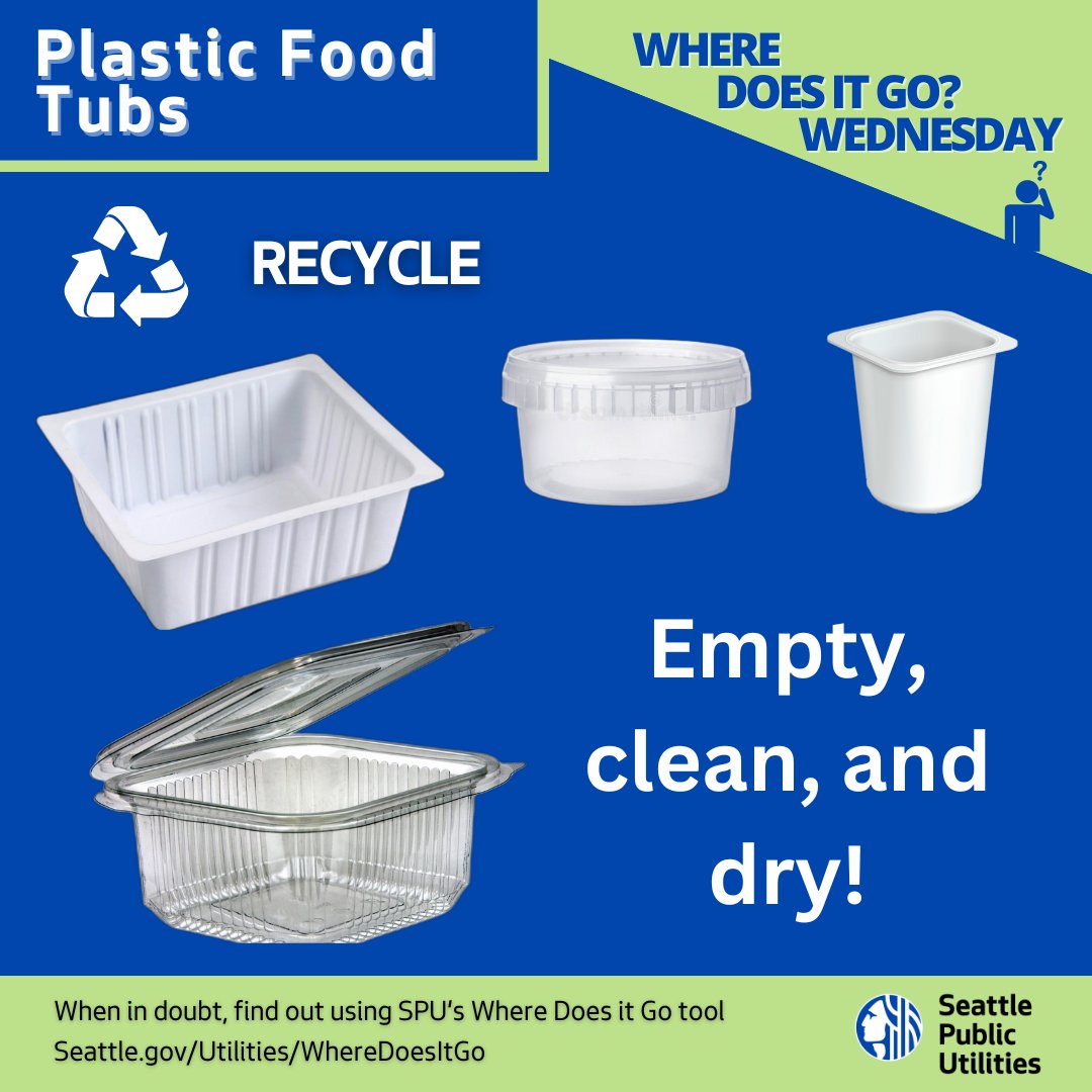 ♻️ Did you know that plastic food tubs are recyclable? Make sure to give it a quick rise and wipe to ensure it's empty, clean, and dry.
