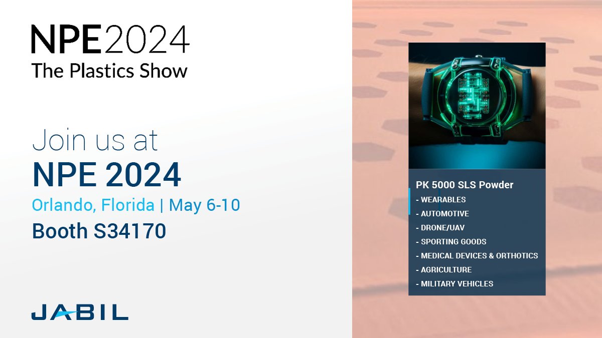 Join us at #NPE2024 in Orlando (May 6-10), booth S34170, to explore how PK 5000 has revolutionized healthcare and automotive. Register now for a face-to-face conversation with @Jabil's #AdditiveManufacturing team and visit our friends at Esprix. calendly.com/melinda_grooms…