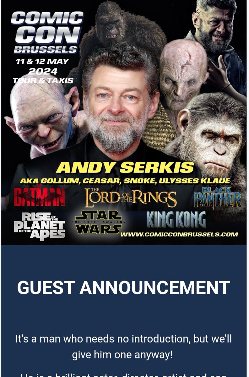 😱😱😱 #AndySerkis #ComicConBru