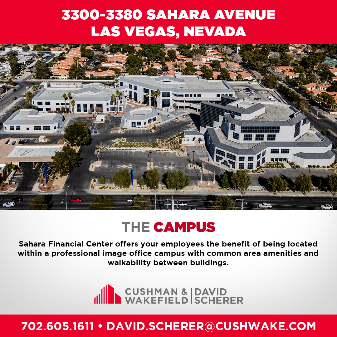 Elevate your workspace at Sahara Financial Center! 🏢

Make your move now and discover the difference!

Contact us at 702-605-1611 📞or at david.scherer@cushwake.com 📧

#SaharaFinancialCampus #BusinessUpgrade #BusinessOpportunity #MedicalRealEstateAdvisors