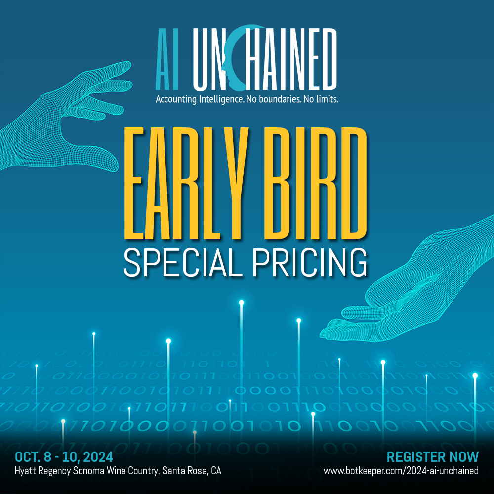 If you missed AI Unchained last year, you won’t want to miss it this year. It’s accounting intelligence, bigger and better for 2024! It’s happening in Sonoma County, CA Oct. 8-10! Register now for Early Bird pricing! bit.ly/3PYtVbC