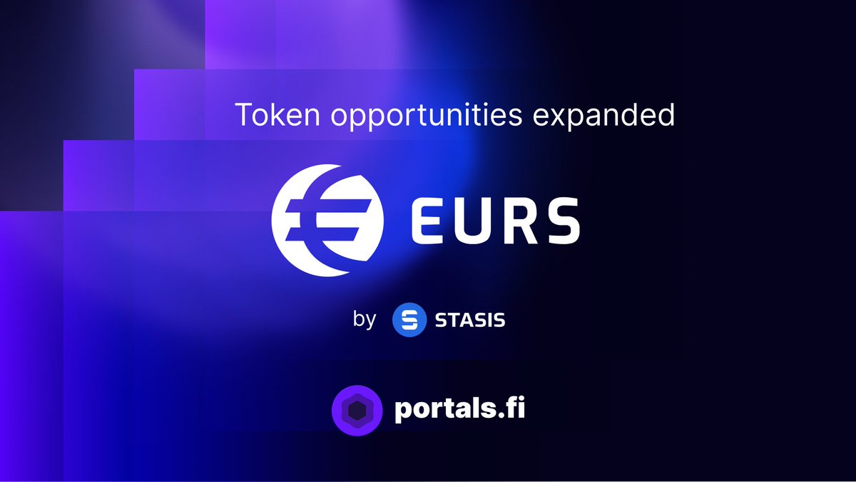 🚀 Portals is expanding its token opportunities with $EURS! Issued by @Stasisnet, the Euro 💶 stablecoin #EURS is now available for any-to-any asset swaps & pool zaps on Ethereum, @0xPolygon, @arbitrum 🧑‍🚀 Learn more (1/3) 🧵