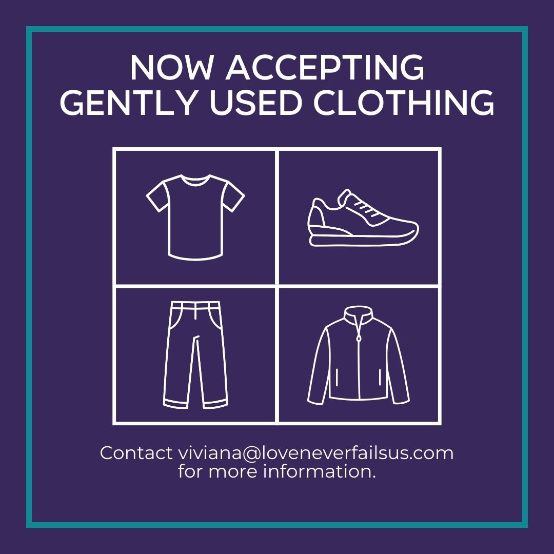 Bring your gently used men's clothing to the Community Engagement Center in Hayward, open Monday through Friday from 12-5 PM. Visit us at 22580 Grand St, Hayward, CA 94541 or email viviana@loveneverfailsus.com for more details. #Donate #MensClothing #DonateClothes