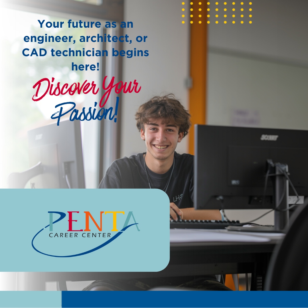 Unleash your potential in engineering & architecture with CAD! 🌟 Explore our high school program and start your journey to becoming a Mechanical Engineer or Architectural Manager at Penta. Let's build your future together! #SuccessReady

🔗: pentacareercenter.org/ExplorePenta.a…