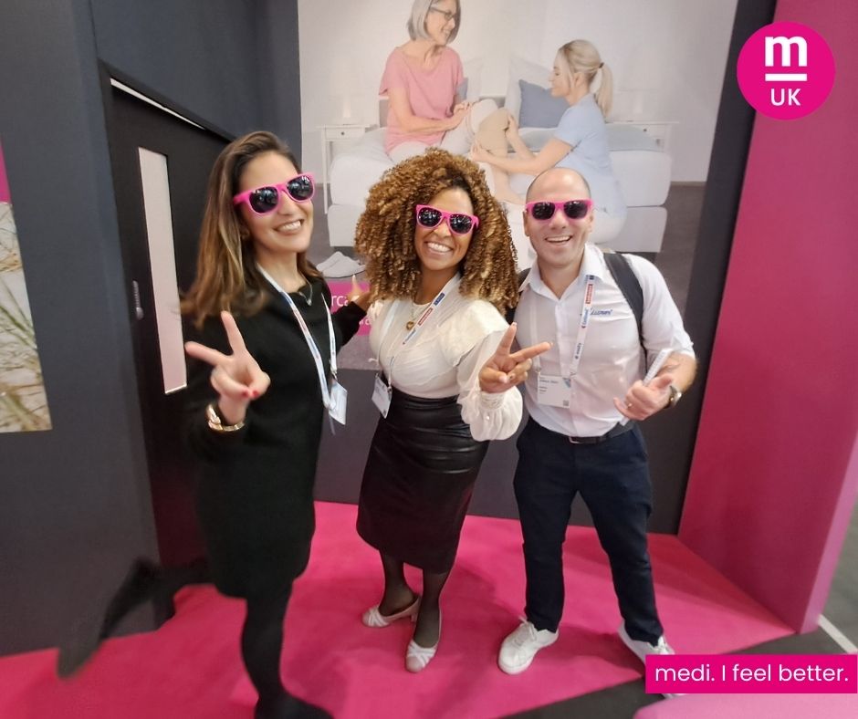 We couldn't have found a better photo to end day 1 at EWMA. This lovely trio came all the way from Brazil! #EWMA2024 #wounds #woundcare #compression #mediven @EWMAwound