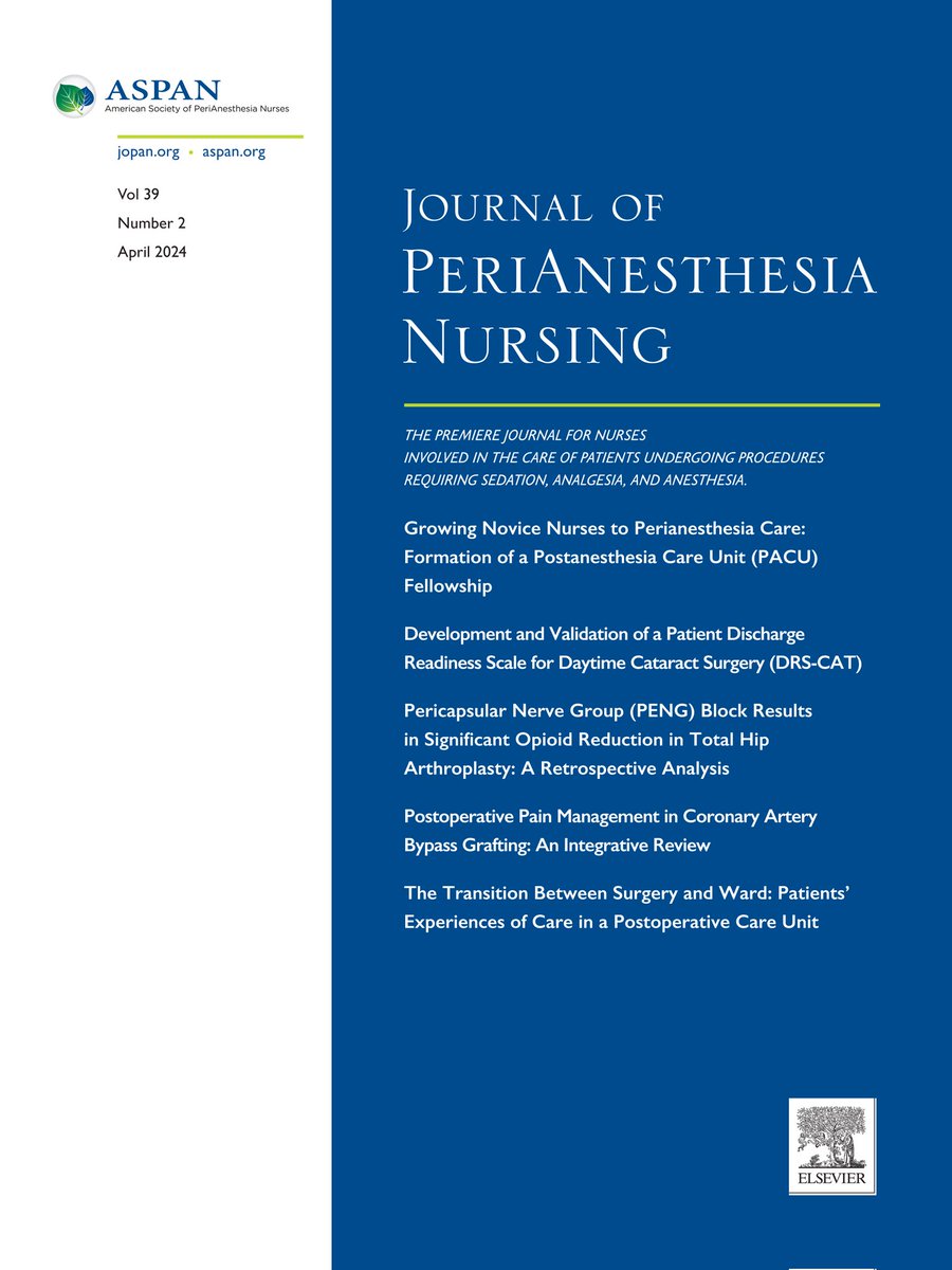 Have you read this issues research article?
jopan.org/article/S1089-…
#nursingresearch #jopan #perianesthesianursing