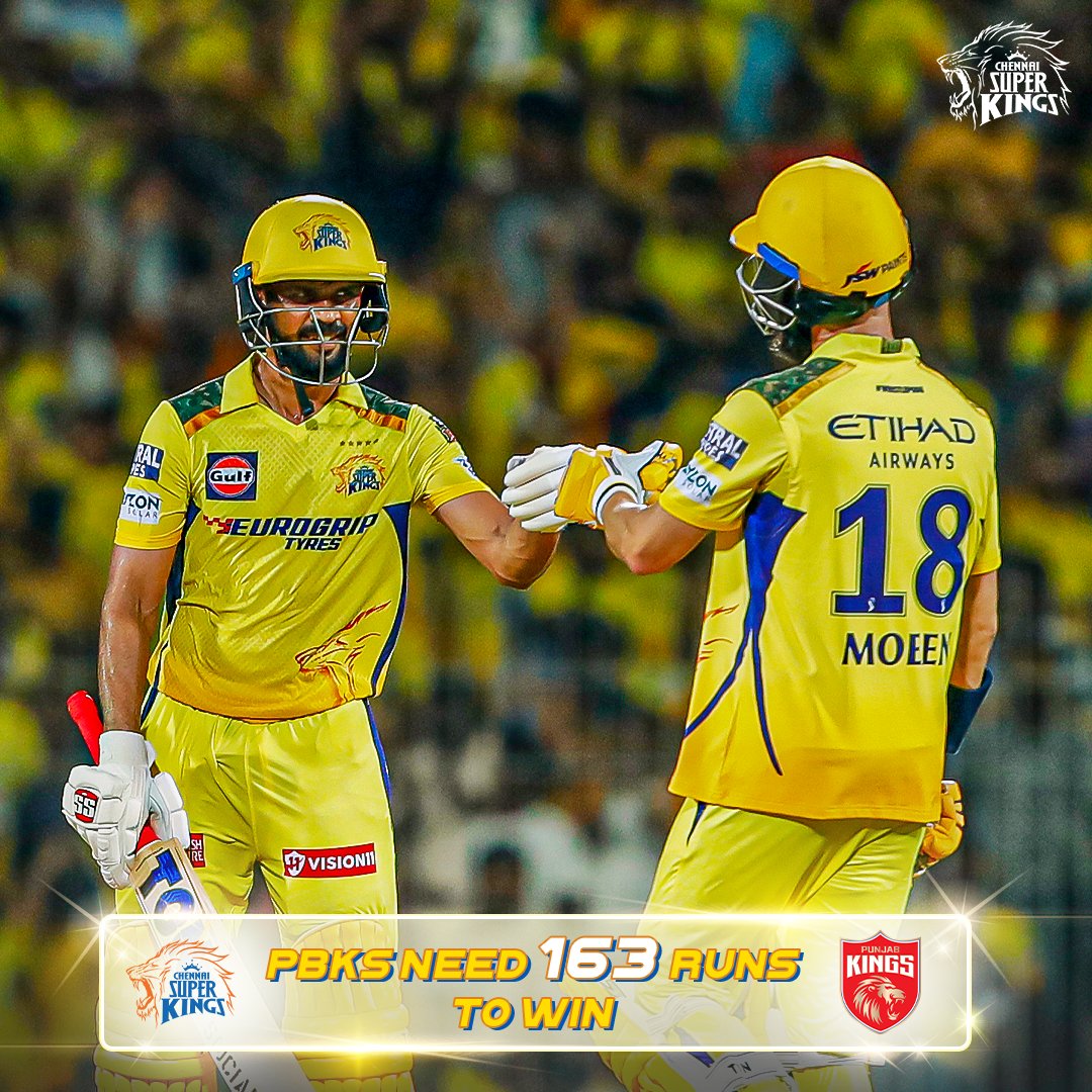 And we go swinging! 💪🏻💫 #CSKvPBKS #WhistlePodu 🦁💛