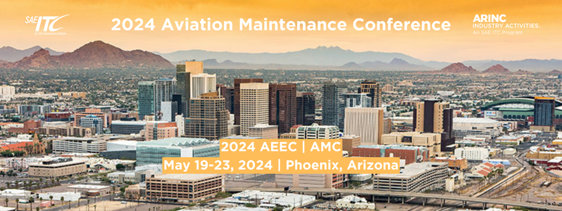 2024 AEEC | AMC
May 19-24, 2024 | Phoenix, Arizona
aviation-ia.sae-itc.com/events/aeec-amc

ARINC Industry Activities organizes and manages all of the Airlines Electronic Engineering Committee (AEEC) General Session and Aviation Maintenance Conference (AMC) activities. 

#arinc #standards #aero