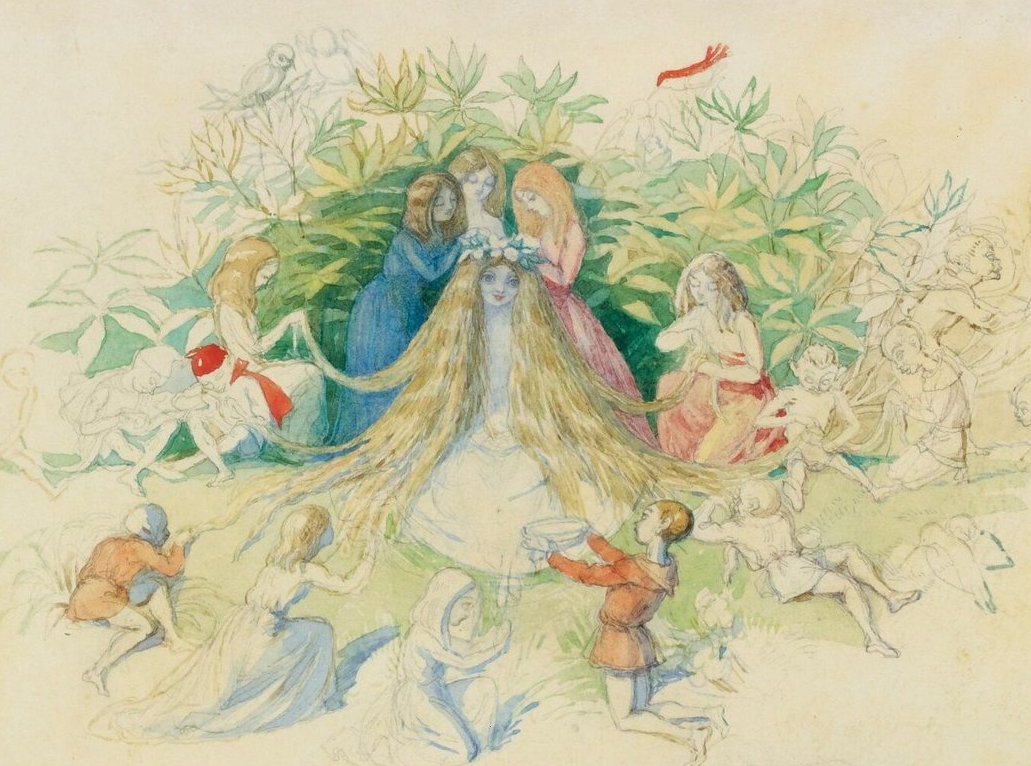 'May Queen' Pencil and watercolour study for 'In Fairyland' by Richard Doyle, 1869. #WyrdWednesday