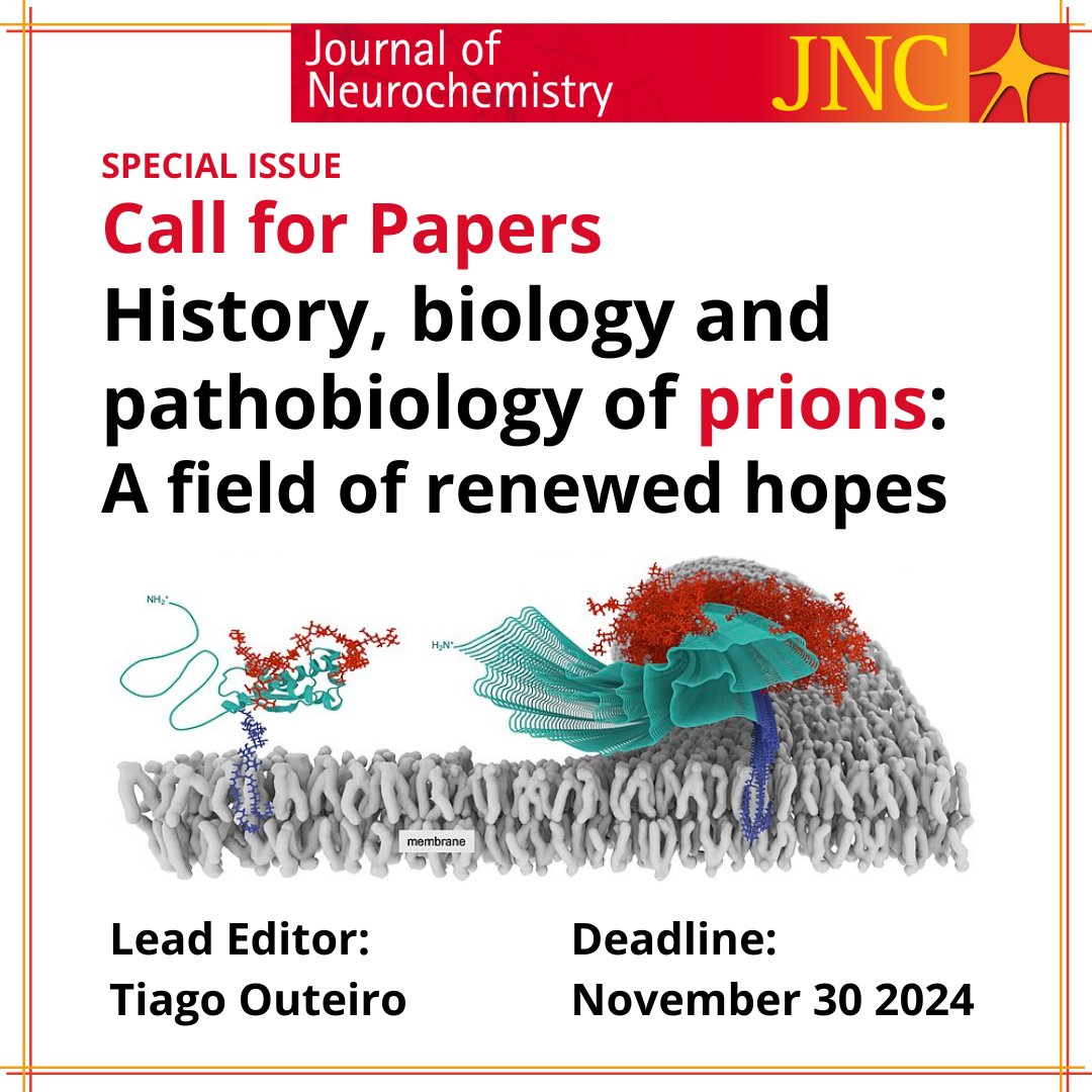 Be part of our upcoming Special Issue on prions! ✨

@touteiro, @vieiratcrg, and @yraima_cordeiro are our guest editors for “History, biology and pathobiology of #prions: A field of renewed hopes'

Deadline: November 2024

More info here! bit.ly/JNCcall

@WileyNeuro