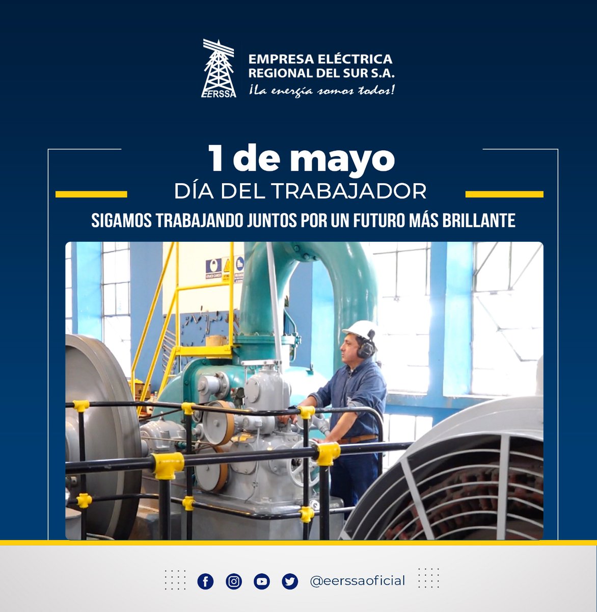 ¡Feliz #DíaDelTrabajo!

👷🏽‍♂Conmemoramos en este día a todos los trabajadores del país, en particular a aquellos que son parte de esta empresa, pues gracias a ellos y a su compromiso aportamos al desarrollo de la región sur del país.🇪🇨

#LaEnergíaSomosTodos