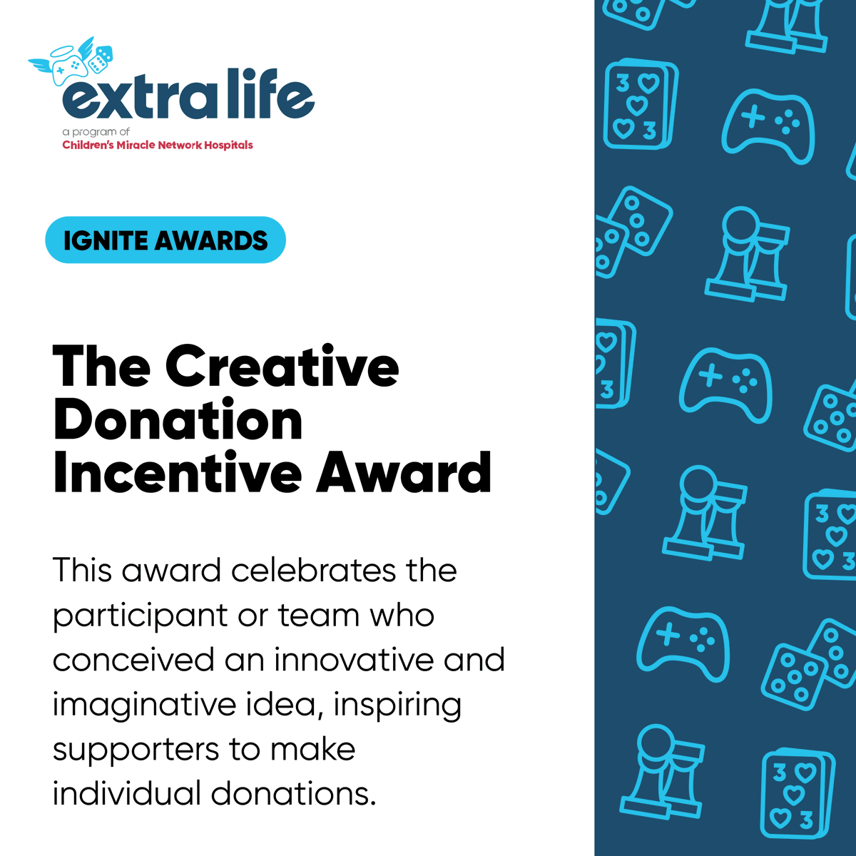 Celebrate innovation at Ignite! 🏆✨ This award will be presented to someone who's crafted an extraordinary donation incentive, igniting their community's passion for a cause! Learn about this award and others being presented at Ignite here: cmnh.co/0p6 #ExtraLife