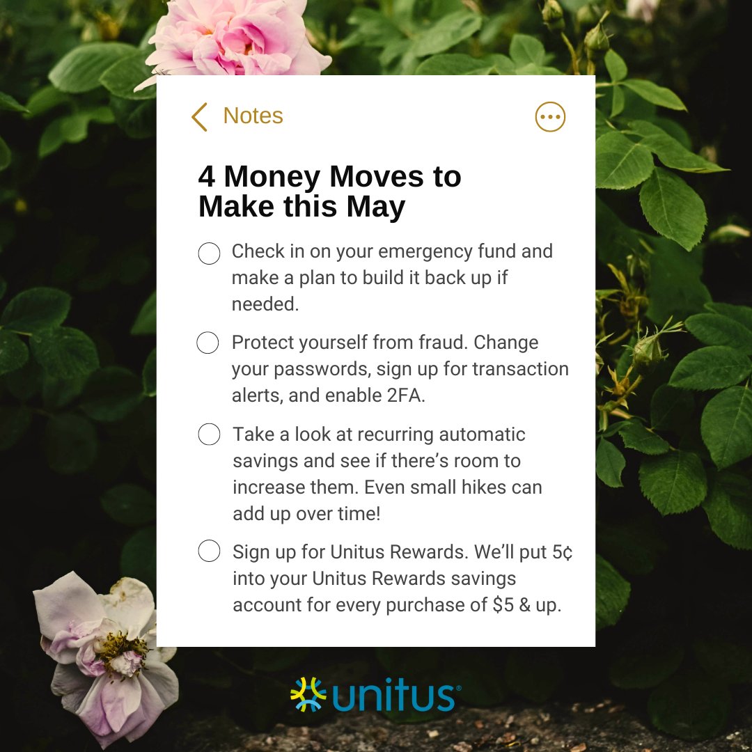 🌹 It's May, y'all! A new month is an opportunity to get clear on your personal finance goals. Here's a list of 4 smart (and realistic!) money moves you can make today. How many can you complete? Don't forget that our DMs are always open. Have a wonderful month! #hellomay