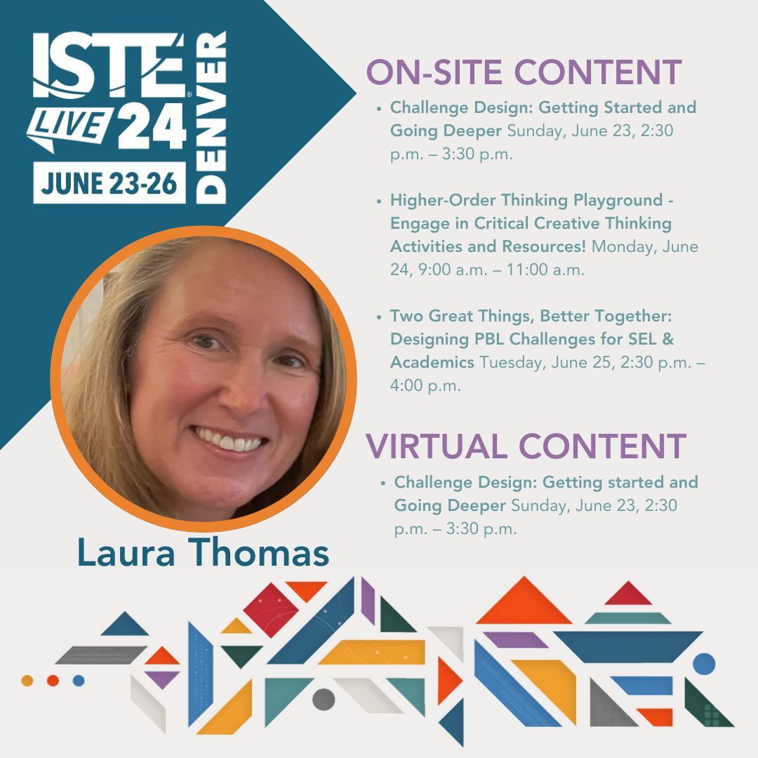 There's still time! Registration for @ISTEofficial 2024 is open, and @criticalskills1 is presenting in-person and virtual sessions on PBL, SEL, critical skills, and more!

buff.ly/3wIfHFd

#ISTELive #PBL #SEL #ChallengeDesign #STEAM #CriticalSkillsClassroom