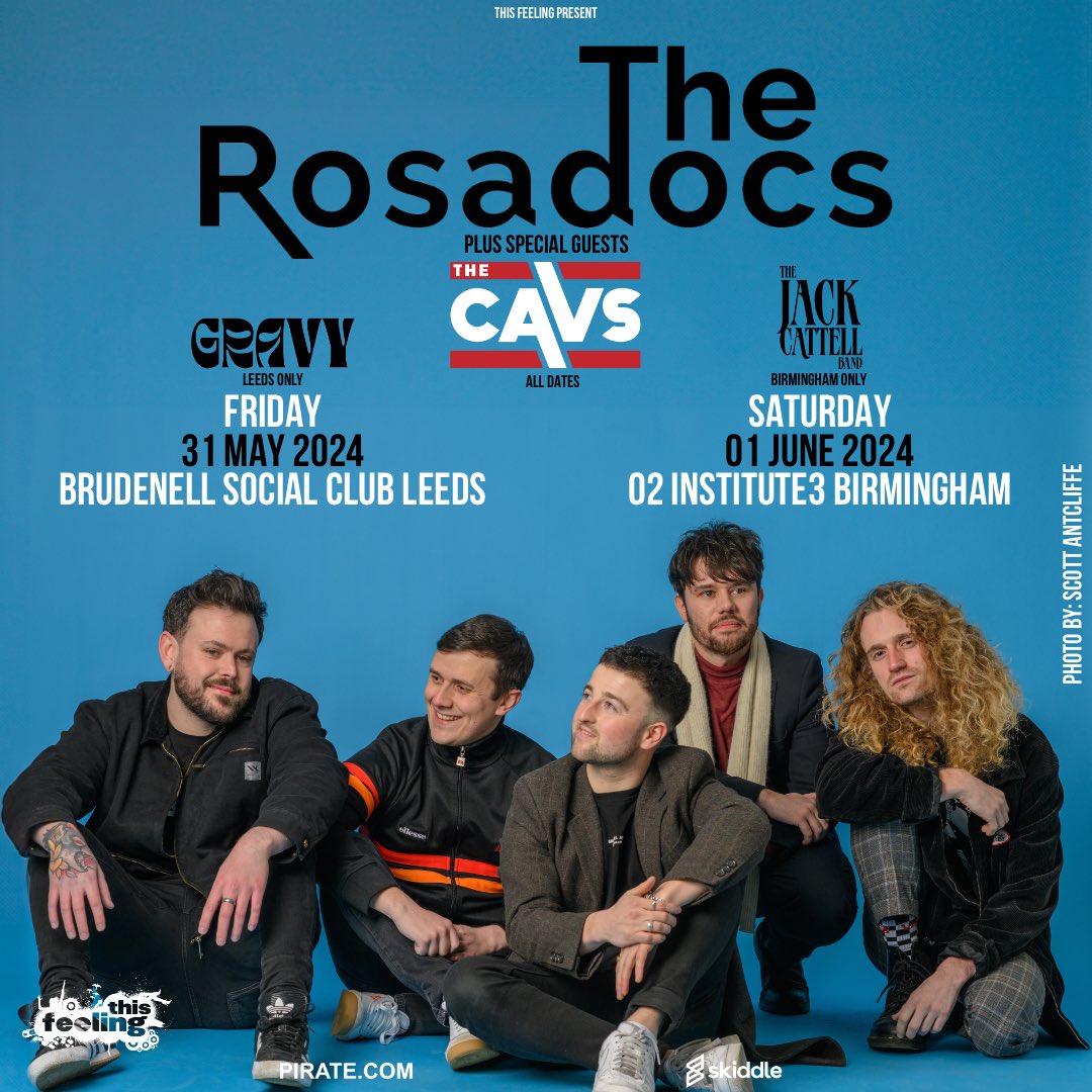 We’re delighted to have some incredible bands joining us on our Birmingham & Leeds shows. Get your tickets now from the link below!! thisfeeling.co.uk/therosadocs Make sure you come down early as to not miss the support acts! @This_Feeling @jackcattellband @CavsBand @Gravy_Band