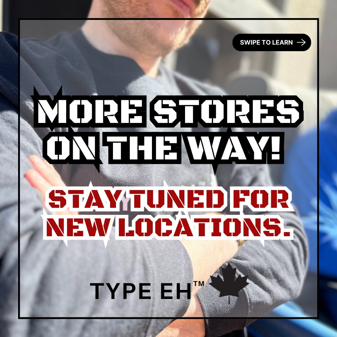 Snag Type Eh gear in Winnipeg & online! 🇨🇦

Craving epic merch? We've got you covered! 

Stay tuned for even more locations coming soon!  #typeehshop #winnipeg #shoplocal #canadianmade #newstorescomingsoon #CanadianAthletics #AthleticApparelCanada #CanadianFitness