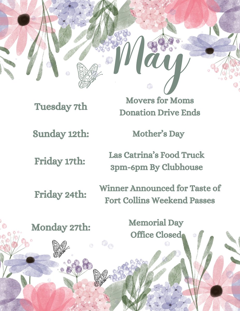 Hello and Happy May from Crowne at Timberline!
Join us in a whole month of May celebrations and fun!

#crowneattimberline #crowneapartments #crowne #liveatcrowne #foco #fortcollins #colorado #noco #northerncoloraod #tasteoffoco #rickross #food #foodtruck #giveaway #...