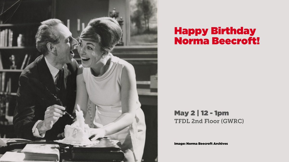 Thursday at 12pm! Happy Birthday Norma Beecroft! Join Lelland Reed, David Jones and Laura Reid for a talk exploring Beecroft's legacy in music, broadcasting and composition through an archival lens. May 2 | 12pm - 1pm TFDL 2nd Floor (GWRC) Free. Everyone Welcome.