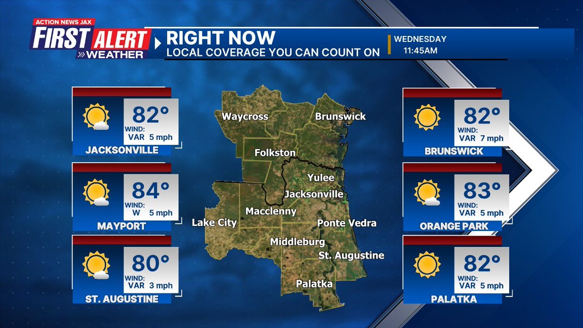 Current conditions across NE Florida and SE Georgia. #FirstAlertWX