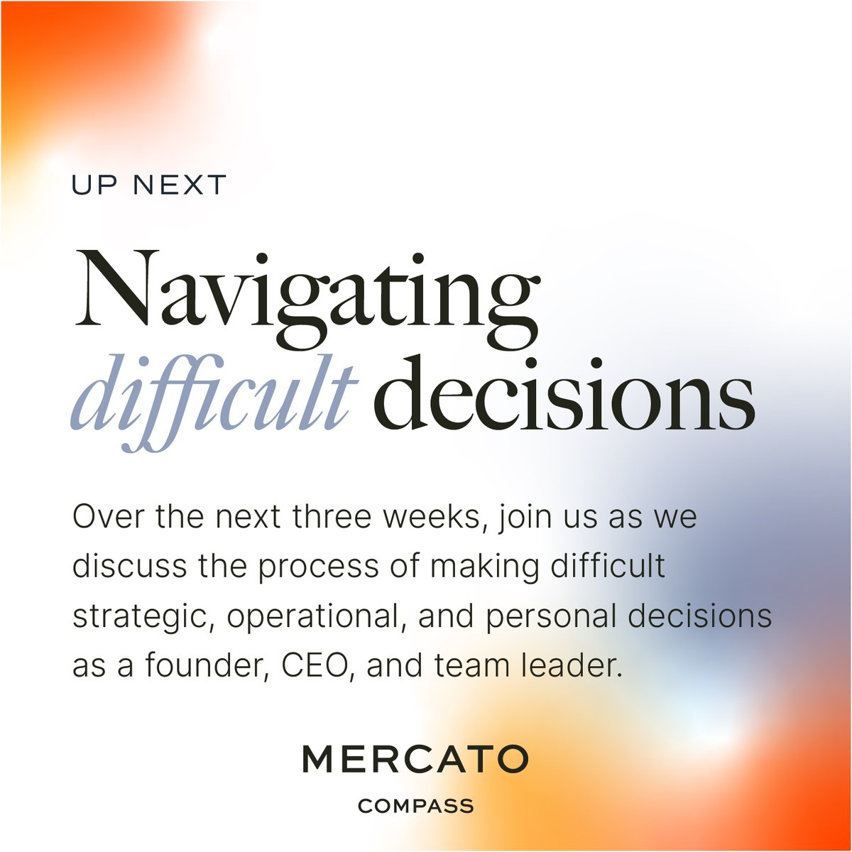 Last week, Benoy Tamang, Founder and CEO of BlueRiver Direct, led us in a discussion on how to best navigate making difficult strategic, operational, and personal decisions. Join us over the next three weeks are we highlight our key takeaways from this conversation.