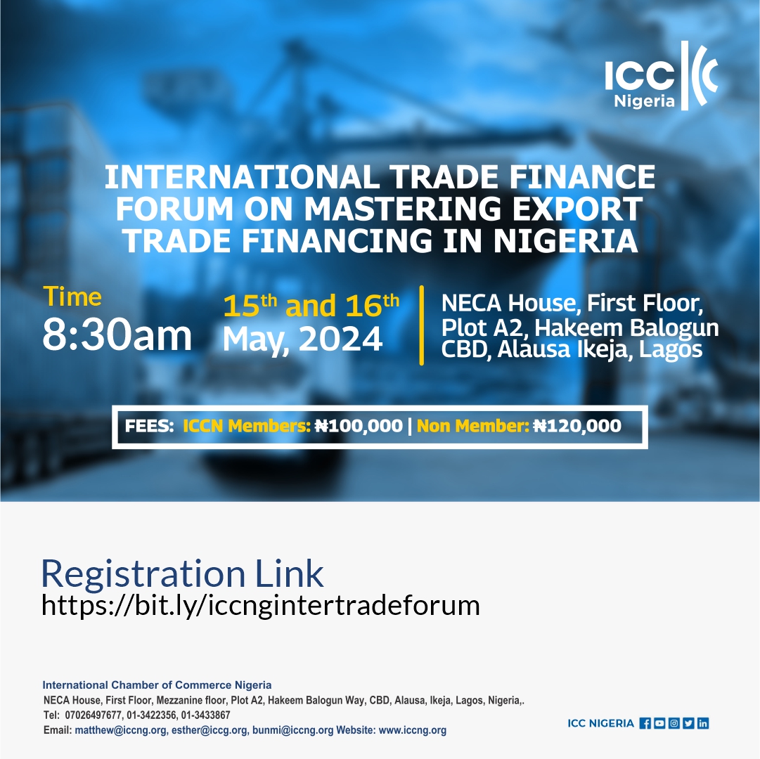🚀 Join us as we unravel the intricacies of mastering export trade financing in Nigeria. 💼 Don't miss this exclusive opportunity to enhance your knowledge and skills in the realm of global commerce. 

Register now using the link below. 

bit.ly/iccngintertrad…

👇 #TradeFinance