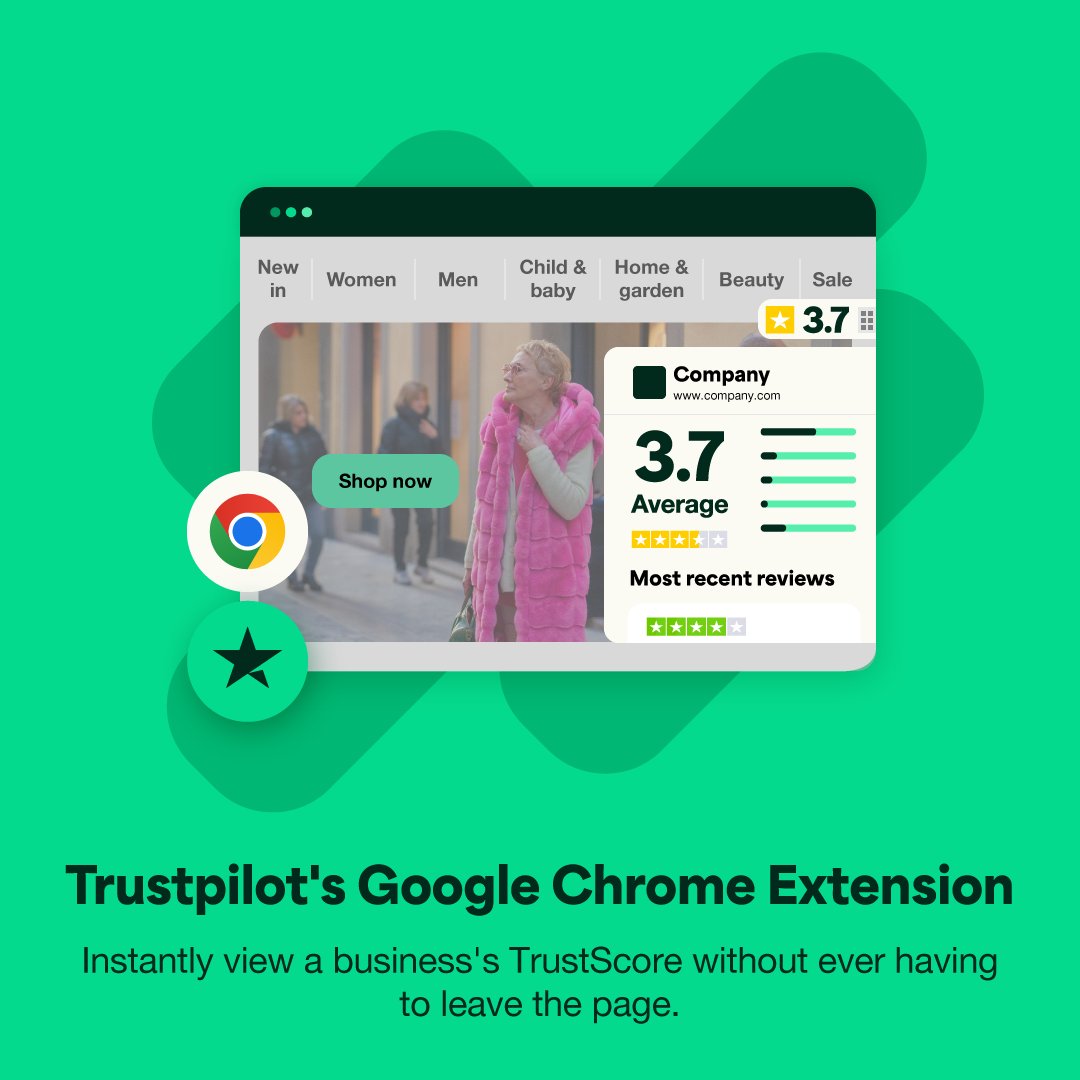 Researching businesses just got easier 🔎 Our new Google Chrome Extension means you can instantly see a business's TrustScore without having to leave their site 👏 Add to your Chrome: trst.pl/3JMGd3f.