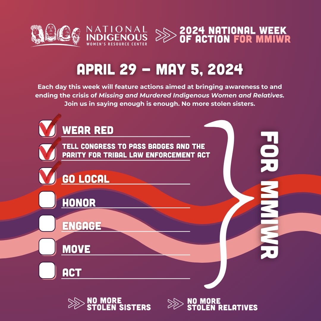 For National Week of Action 2024, share and support MMIWR events near you using the hashtags #MMIWRGoLocal and tag your favorite orgs and coalitions in the comments! ❤️ 

niwrc.org/mmiwrnatlweek24

#MMIWR #NoMoreStolenSisters #NoMoreStolenRelatives