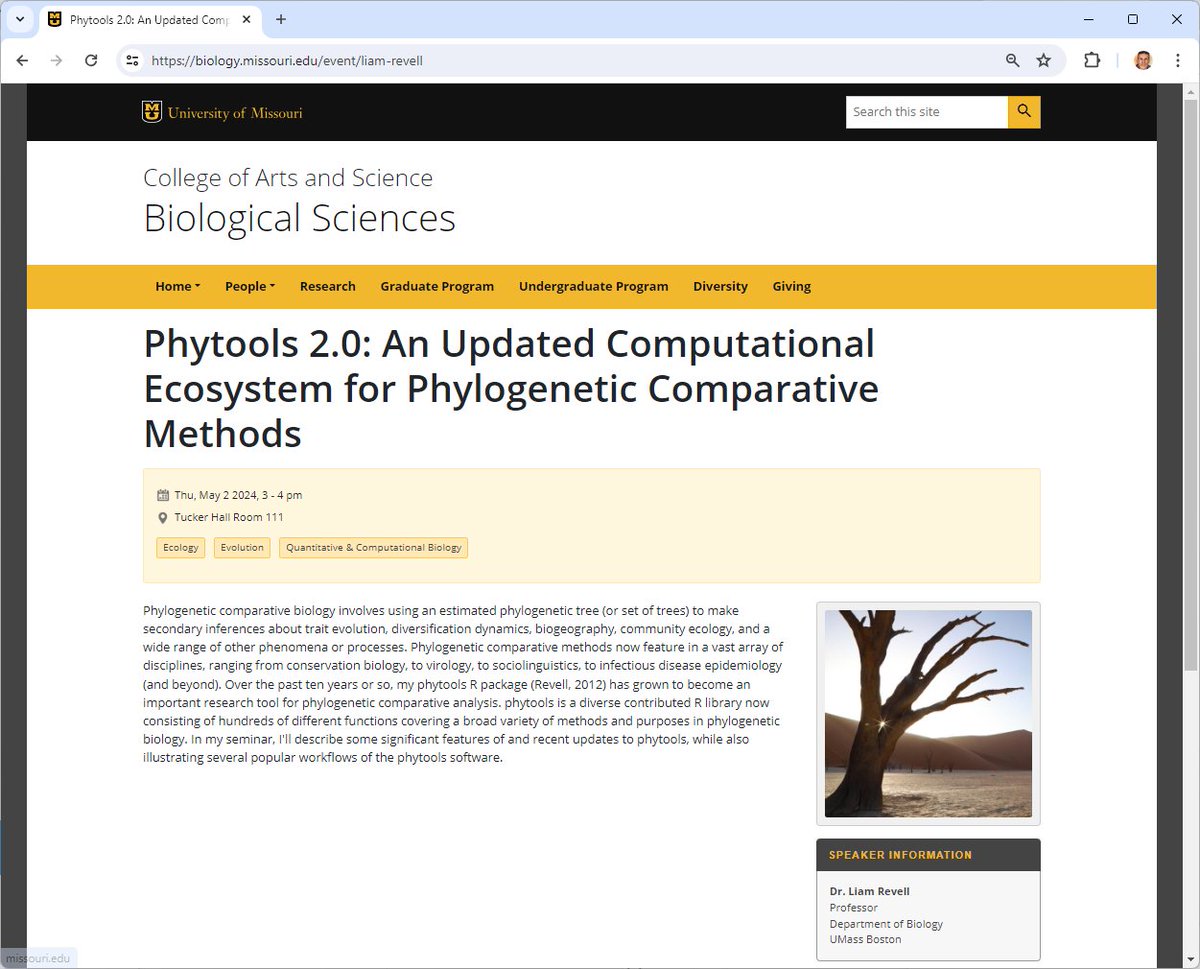phytools_liam's tweet photo. Excited to say that I'll be doing this 👇 tomorrow at @Mizzou! https://t.co/rzeEDzgIa2