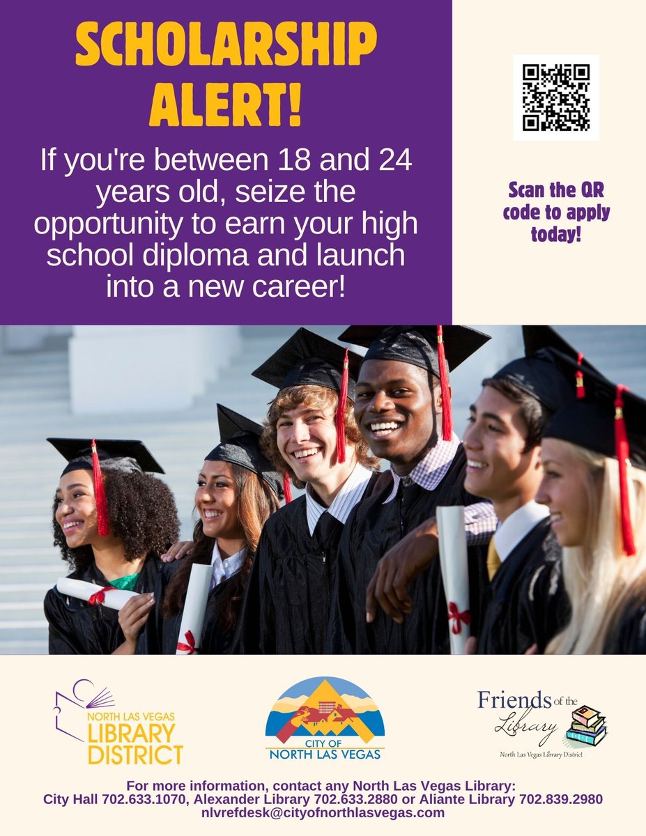 🎓 Young adults 18-24 can earn their high school diploma with the Excel Adult High School program! Brought to you by United Way of Southern Nevada, Las Vegas Super Bowl Host Committee, & Friends of the North Las Vegas Library District! 📚 Apply NOW! Deadline: May 31st!
