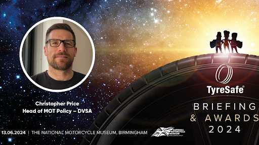 Get ready for an informative session with Christopher Price (Head of MOT Policy, DVSA) at this year’s TyreSafe Briefing on the importance of leveraging data to enhance road safety and MOT compliance. Book your FREE place now. tinyurl.com/4ysvxj3d #TSBriefing2024
