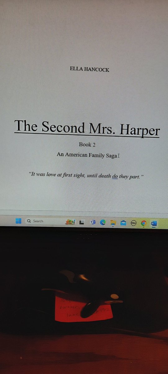 @brentyeaaa My #WIP is the next installment of my series, An American FamilySaga.

A #romanticsuspense that follows the political Harper family. As Danny's marriage falls apart, a new lover enters his life.

'It was love at first, till death do they part.'
The Second Mrs. Harper
Ella Hancock