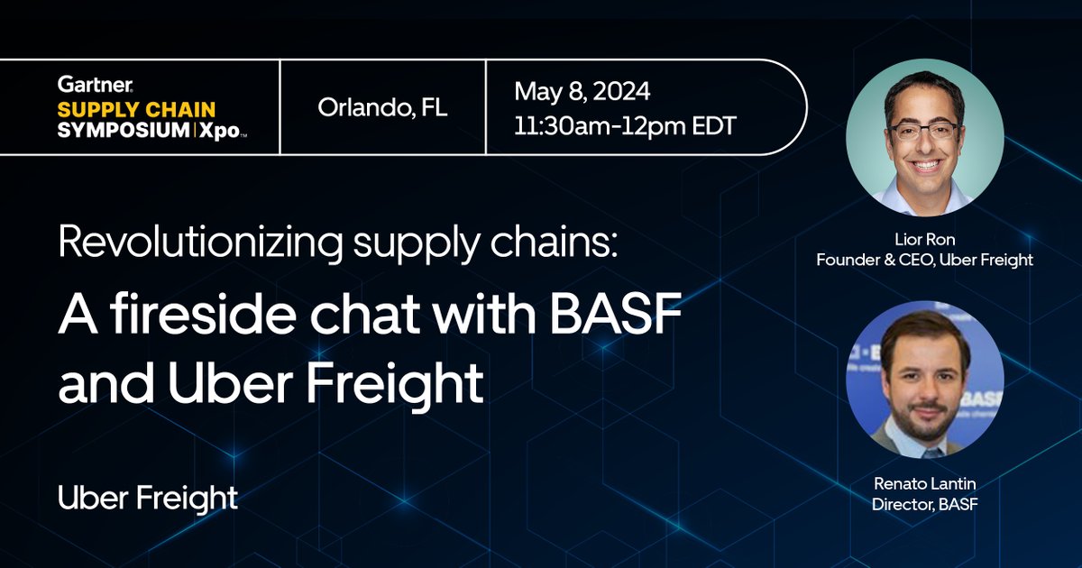 Will you be at @Gartner’s Supply Chain Symposium/Xpo next week? Stop by our fireside chat Wednesday morning, where our CEO Lior Ron and @BASF director Renato Lantin will discuss the power of partnership in keeping supply chains moving forward. Hope to see you there!