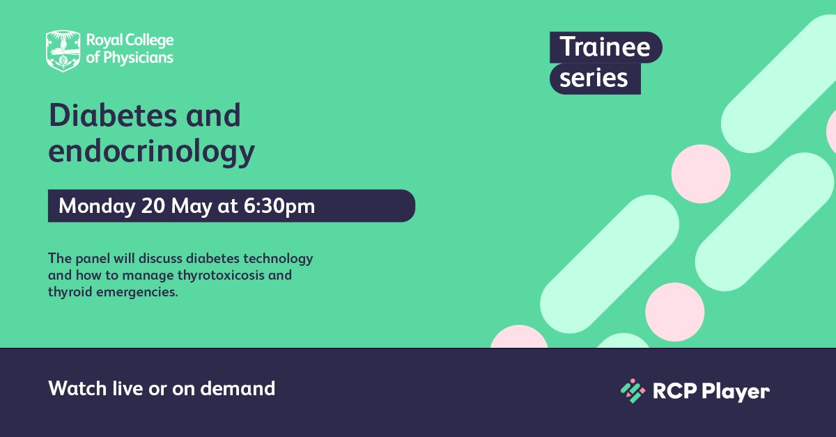 The next episode in our trainee series will be taking place on Monday 20 May 2024. Developed by trainees for trainees, this webinar will give key insight into diabetes and endocrinology. Join us from 6.30–8pm. Book now: player.rcp.ac.uk/ee/live/traine…