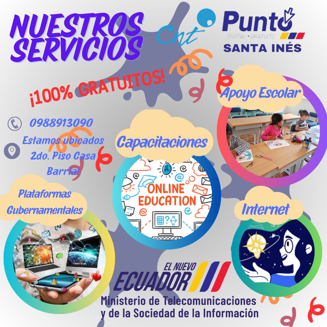 Los Puntos Digitales Gratuitos Pichincha son un espacio gratuito en los cuales se tiene acceso a la tecnología para fomentar el conocimiento y uso de las TIC para disminuir la brecha digital.
✅Es por ello que el PDG Santa Inés continua al servicio de la Comunidad

#mintel