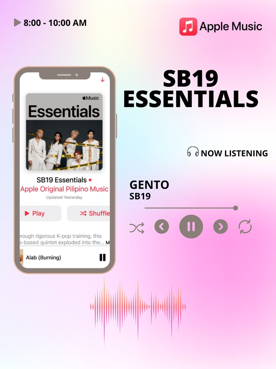 While anticipating the arrival of the new single MOONLIGHT, let's keep streaming SB19 ESSENTIALS on Apple Music.

We encourage you to join us streaming on Apple Music or any of the stations of your choice on Stationhead.👇

@SB19Official #SB19
#MOONLIGHT #IanxSB19xTerry #newmusic