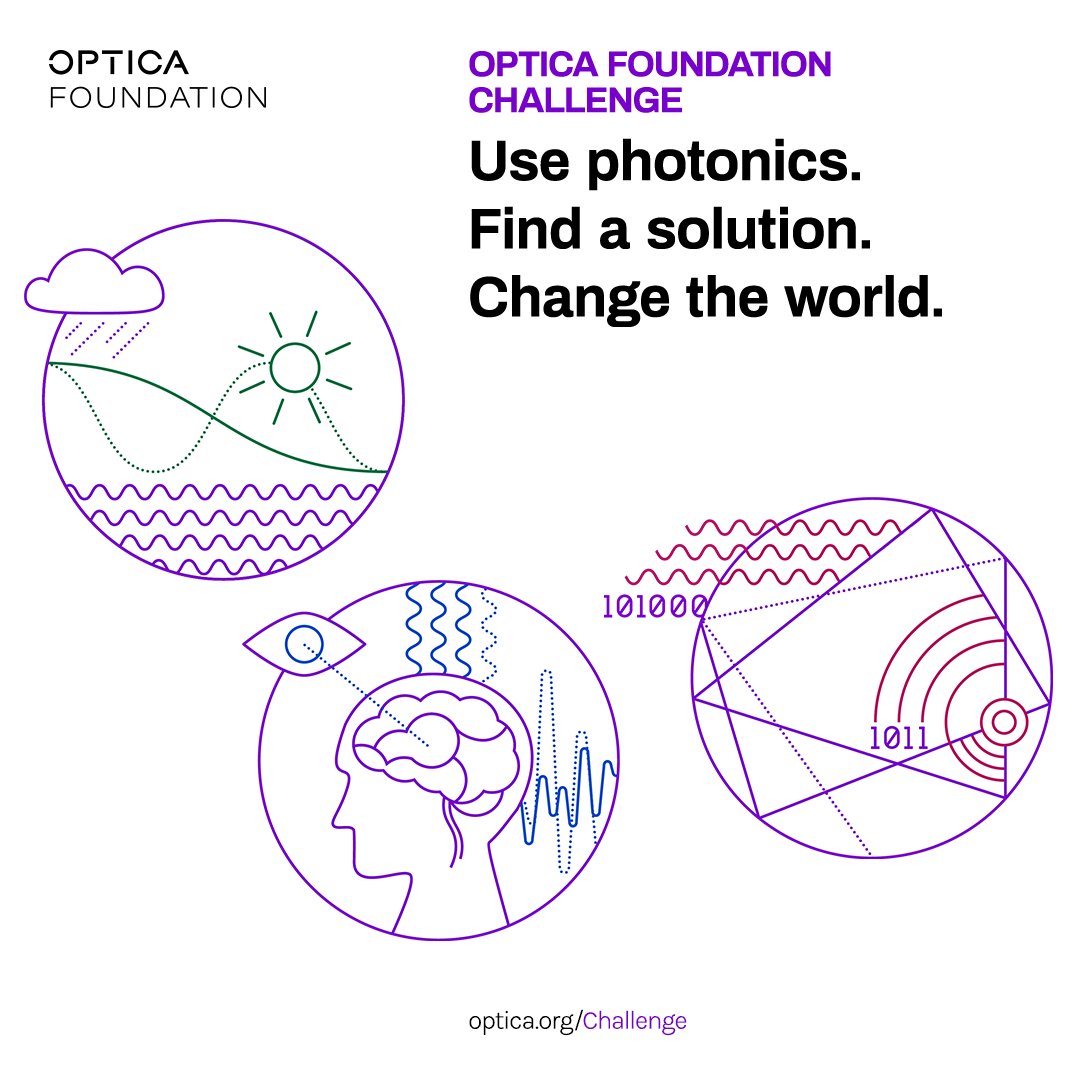 Use photonics. Find a solution. Change the world. Early career researchers -- With the #OpticaFoundation Challenge, you can apply for US$100,000 prizes to create solutions for the environment, health and information sectors. Apply by 21 May: ow.ly/MP8A50RtyzM